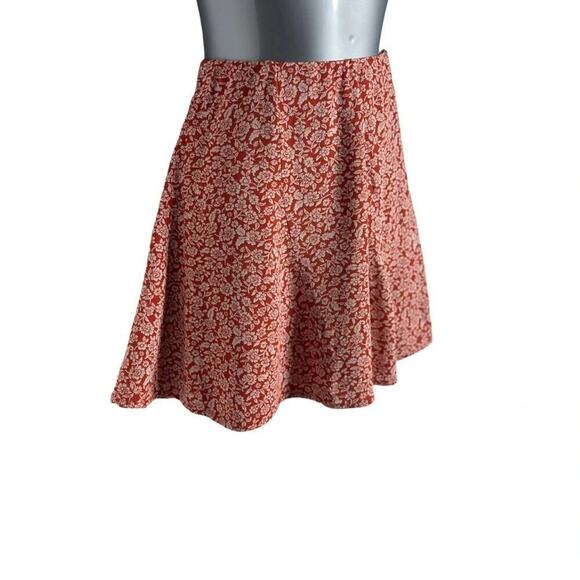 American Eagle Ditsy Floral Lined Rust Red Skater Mini Skirt Size Small - Picture 3 of 8